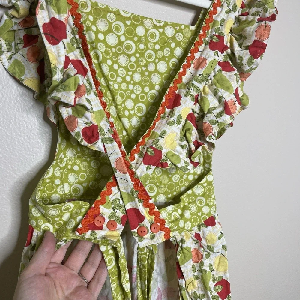 Handmade Apron Fruit Women Coquette Apple Baker Lemon Citrus Novelty Print Cook